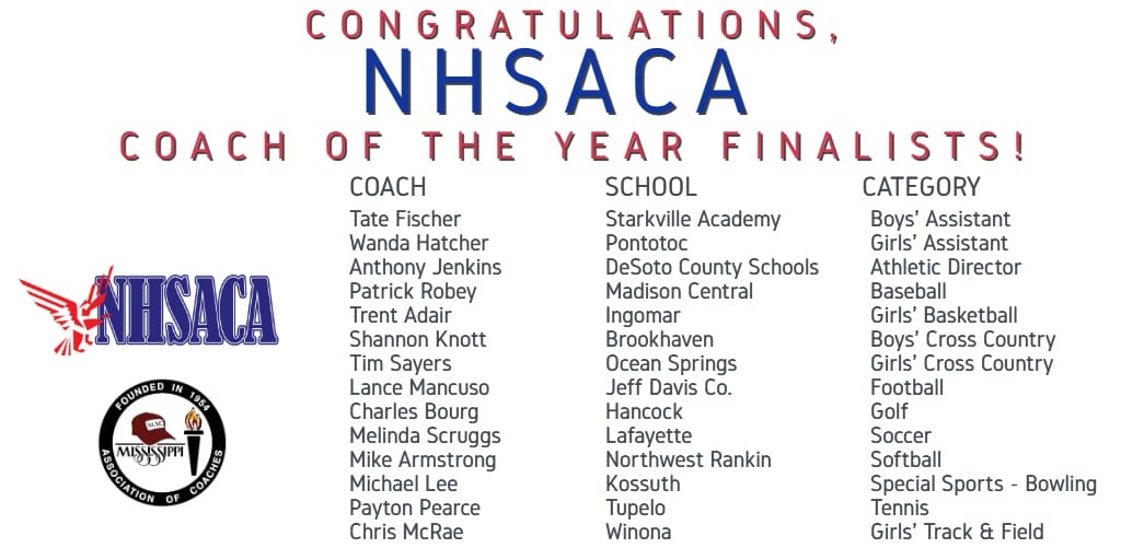 Congratulations to our member coaches who have been selected as finalists for National High School A