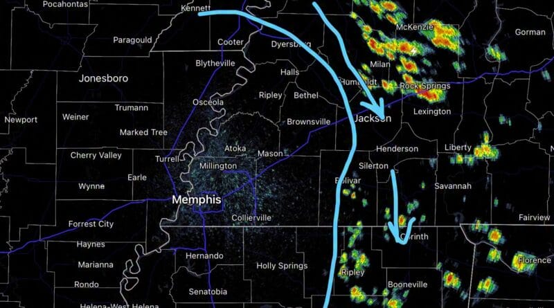 Scattered Showers and Storms Continue in West Tennessee and Northeast Mississippi Radar update 2:20PM CDT...Scattered showers ⛈️and thunderstorms continue to rotate south across port