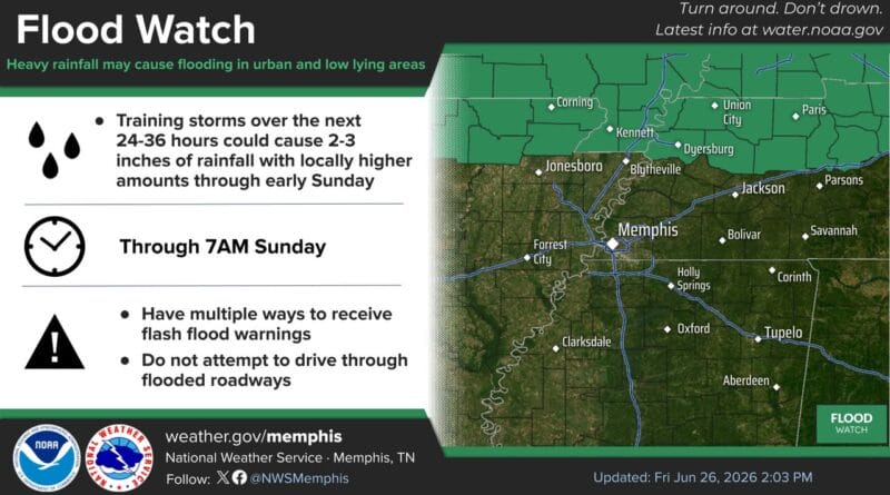 Flash Flooding Threat Remains Possible Along Tennessee-Kentucky Border Photos from US National Weather Service Memphis Tennessee's post