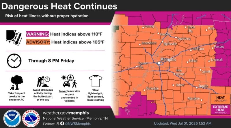 Heat and isolated storms forecast for Memphis area, NWS warns Photos from US National Weather Service Memphis Tennessee's post