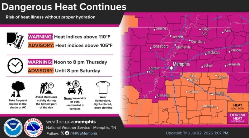 Heat Wave Continues Through Independence Day in Memphis Area Photos from US National Weather Service Memphis Tennessee's post