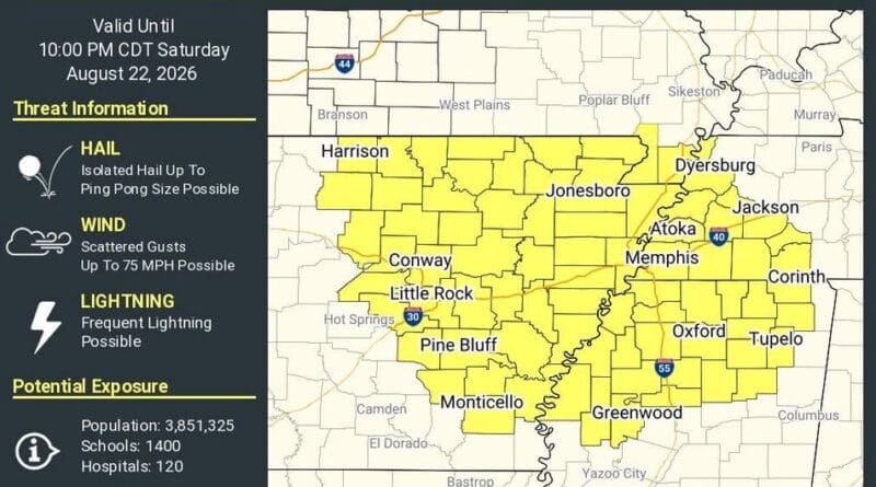 Severe Thunderstorm Watch Issued for Parts of Arkansas, Mississippi, Missouri, Tennessee Photos from US National Weather Service Memphis Tennessee's post