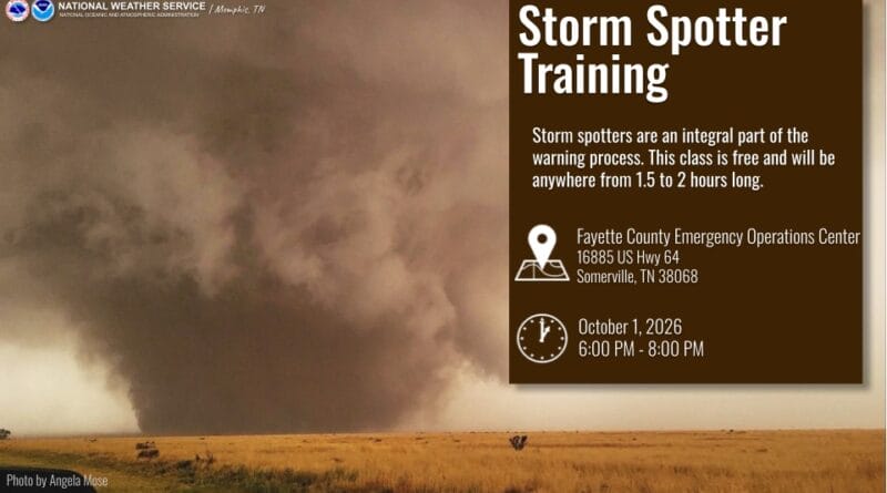 SKYWARN Weather Spotter Class Scheduled in Somerville, Tennessee This Thursday, we will host our next in-person SKYWARN class in Somerville, TN