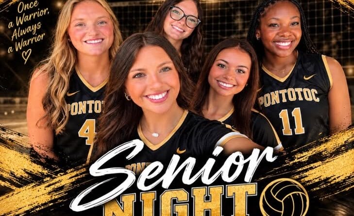 Pontotoc Volleyball Honors Seniors in Night of Celebration 🖤💛 SENIOR NIGHT 💛🖤